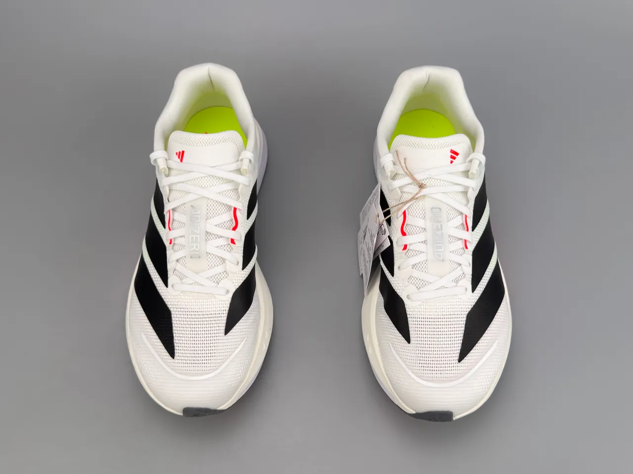Adidas White Red Engineered Mesh Upper Three-Stripe Side Branding Running Shoes 9