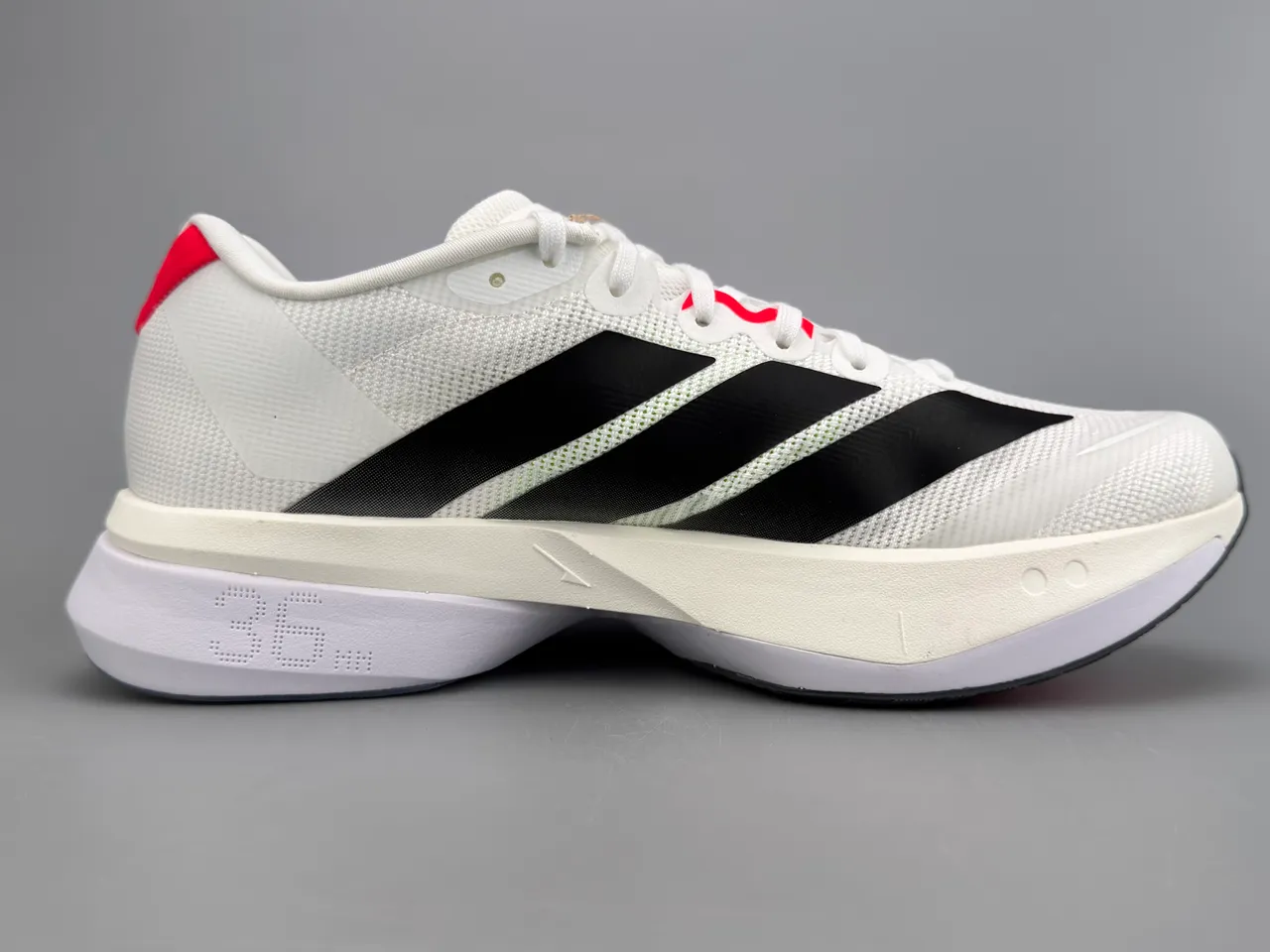Adidas White Red Engineered Mesh Upper Three-Stripe Side Branding Running Shoes 10