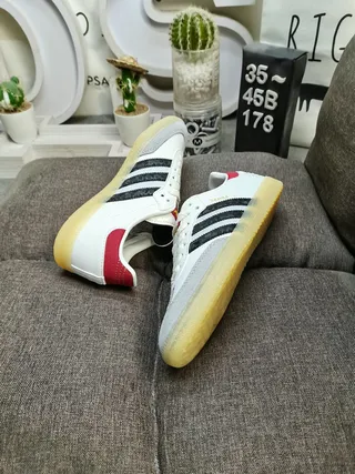 Adidas White Red Low-Top Gum Sole Lifestyle Sneakers 6