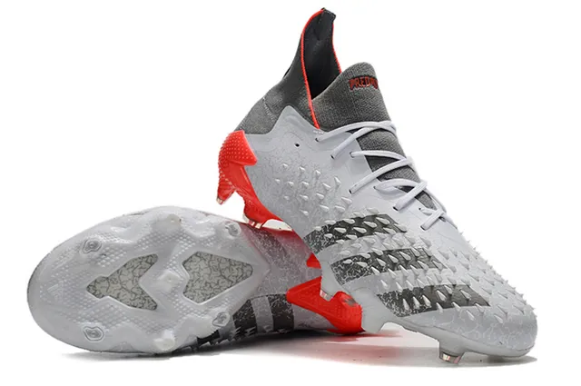 Adidas White Red Spiked Forefoot Cage High-Cut Sock Collar Firm-Ground Soccer Shoes 3