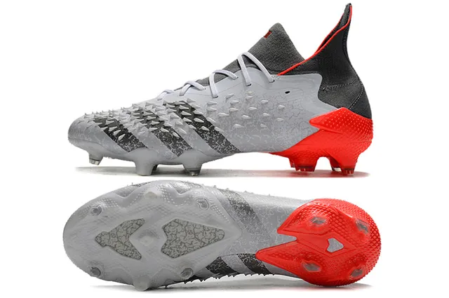 Adidas White Red Spiked Forefoot Cage High-Cut Sock Collar Firm-Ground Soccer Shoes 5