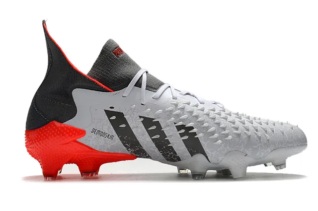 Adidas White Red Spiked Forefoot Cage High-Cut Sock Collar Firm-Ground Soccer Shoes 7