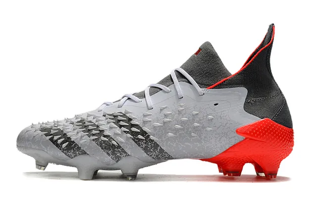 Adidas White Red Spiked Forefoot Cage High-Cut Sock Collar Firm-Ground Soccer Shoes 8