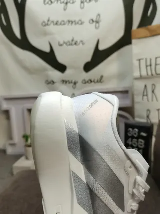 Adidas White Silver Lightweight Mesh Upper Sculpted Foam Midsole Running Shoes 3