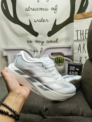 Adidas White Silver Lightweight Mesh Upper Sculpted Foam Midsole Running Shoes 5