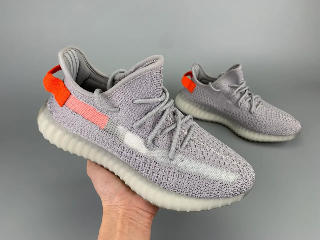 Adidas Yeezy Boost 350 Gray Coral Orange Lifestyle Sneakers 12