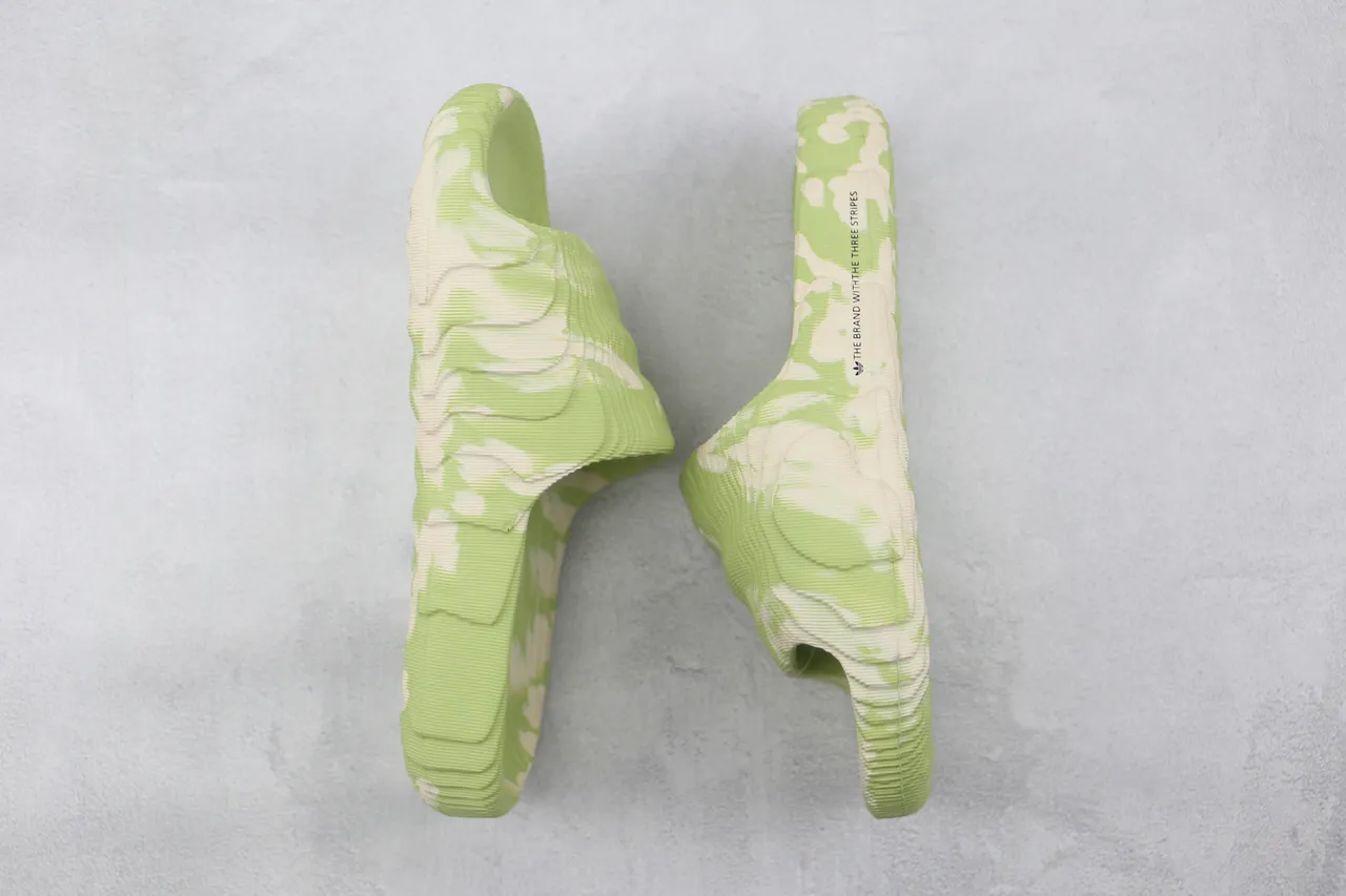 Adidas Yeezy Slide Marbled Green and Cream Slippers 2