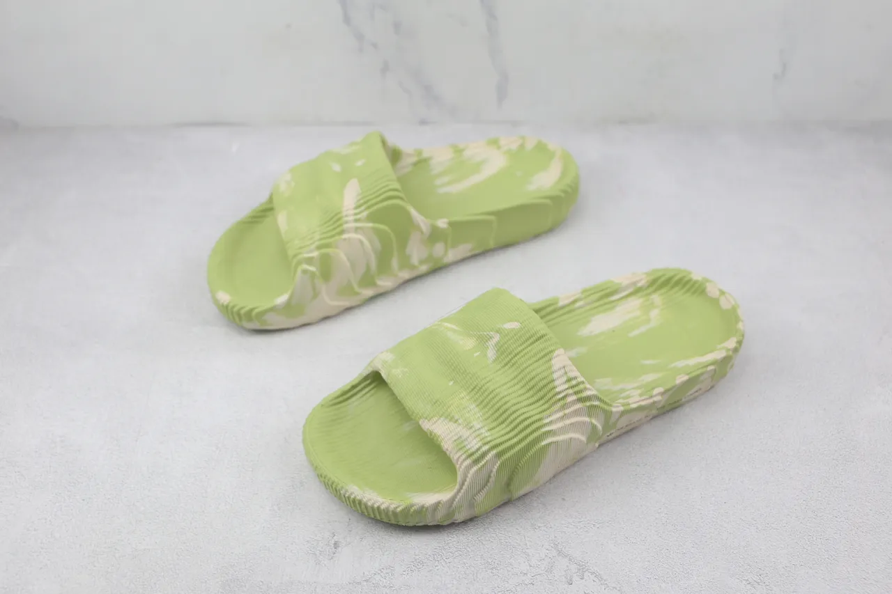 Adidas Yeezy Slide Marbled Green and Cream Slippers 4