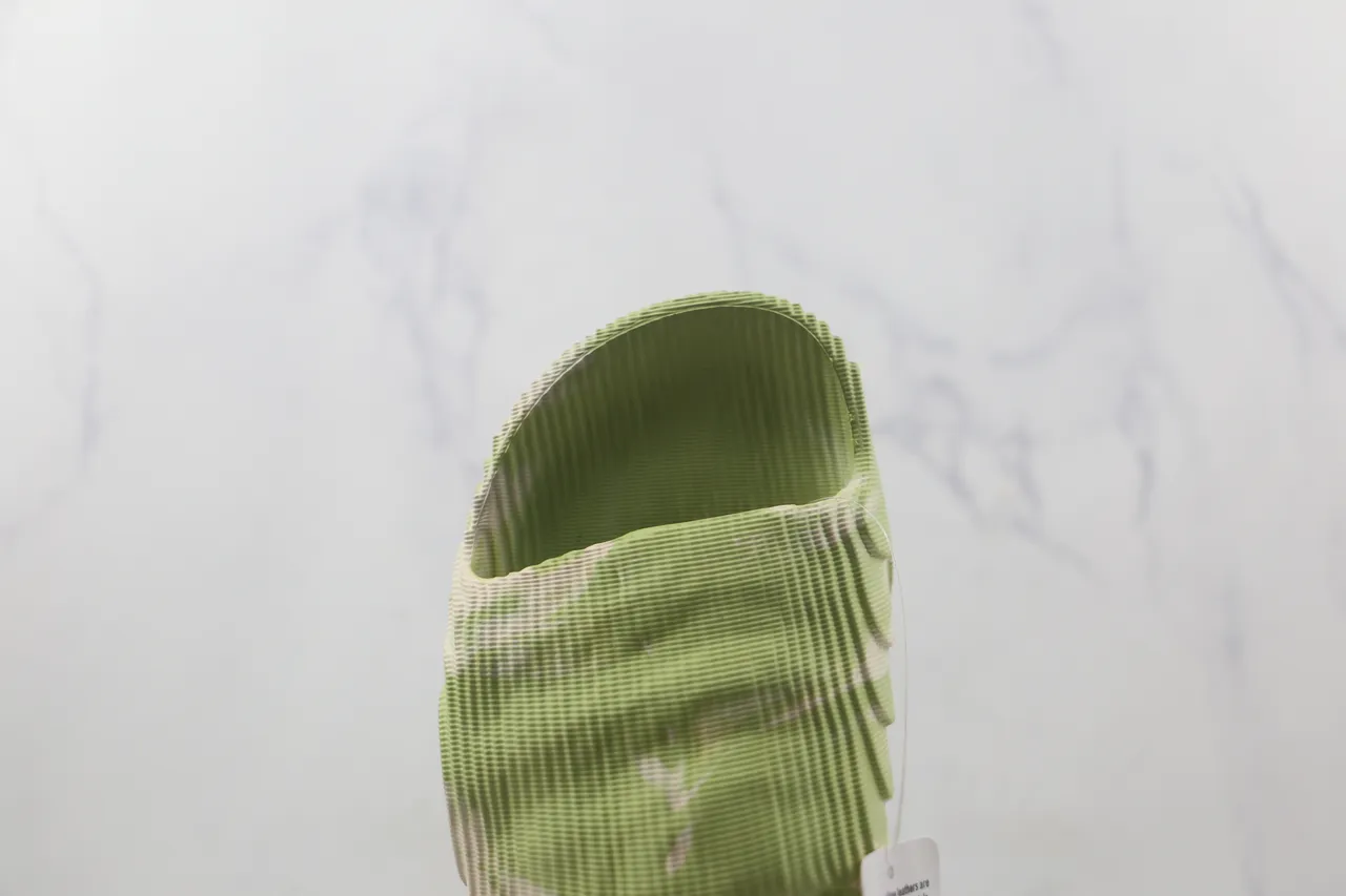 Adidas Yeezy Slide Marbled Green and Cream Slippers 6
