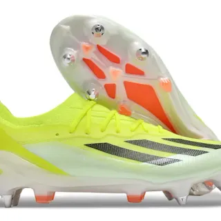Adidas Yellow Black Low-Cut Knit Upper Asymmetric Lacing System Firm-Ground Soccer Shoes