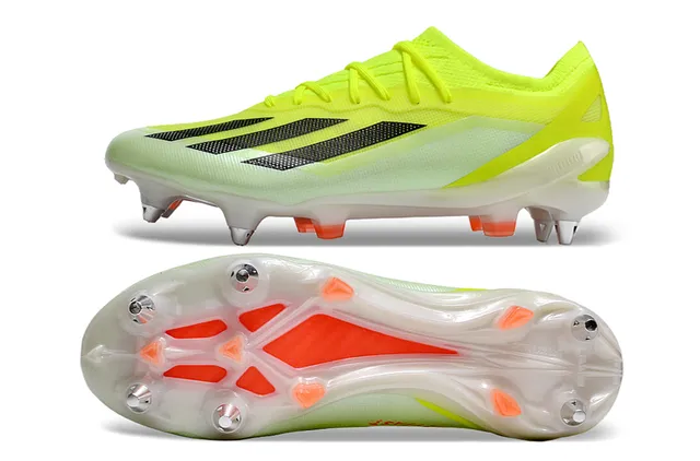 Adidas Yellow Black Low-Cut Knit Upper Asymmetric Lacing System Firm-Ground Soccer Shoes 6