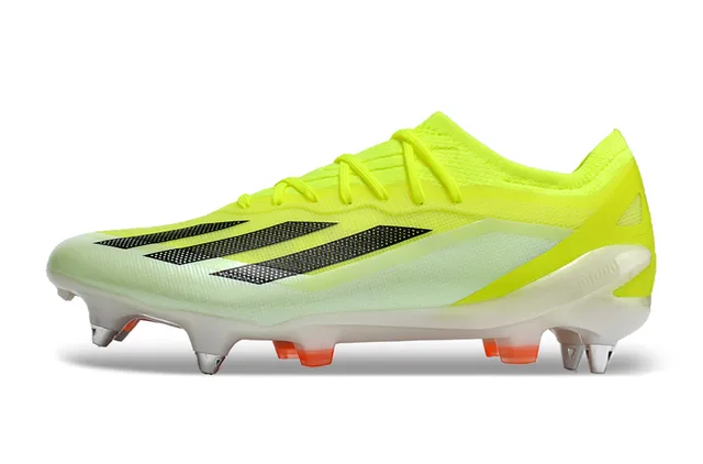 Adidas Yellow Black Low-Cut Knit Upper Asymmetric Lacing System Firm-Ground Soccer Shoes 7