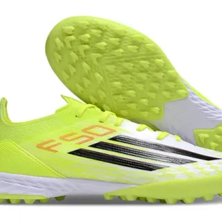 Adidas Amarillo Negro Neón Sintético Tejido Parte Superior Tres Rayas Marca Césped Futbol Zapatos
