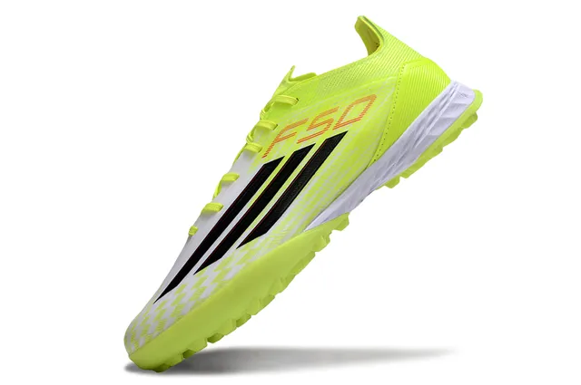 Adidas Jaune Noir Néon Haut Synthétique Tricoté Trois Rayures Marquage Terrain de Football Chaussures 3
