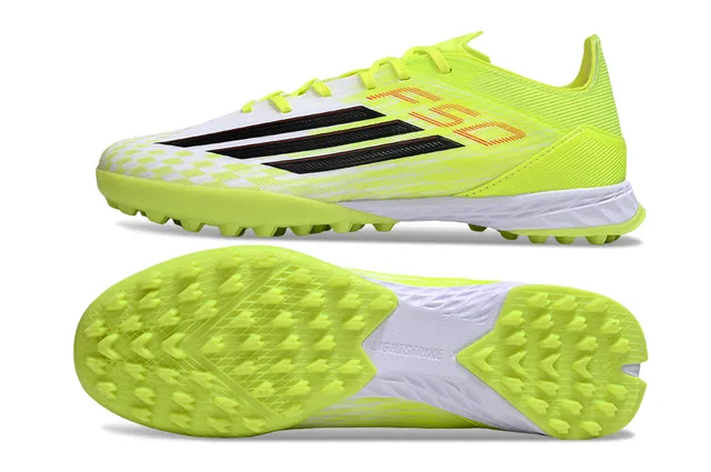 Adidas Jaune Noir Néon Haut Synthétique Tricoté Trois Rayures Marquage Terrain de Football Chaussures 6