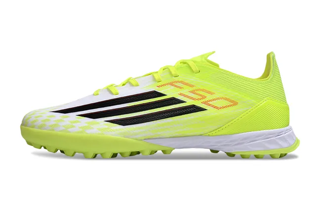 Adidas Jaune Noir Néon Haut Synthétique Tricoté Trois Rayures Marquage Terrain de Football Chaussures 7