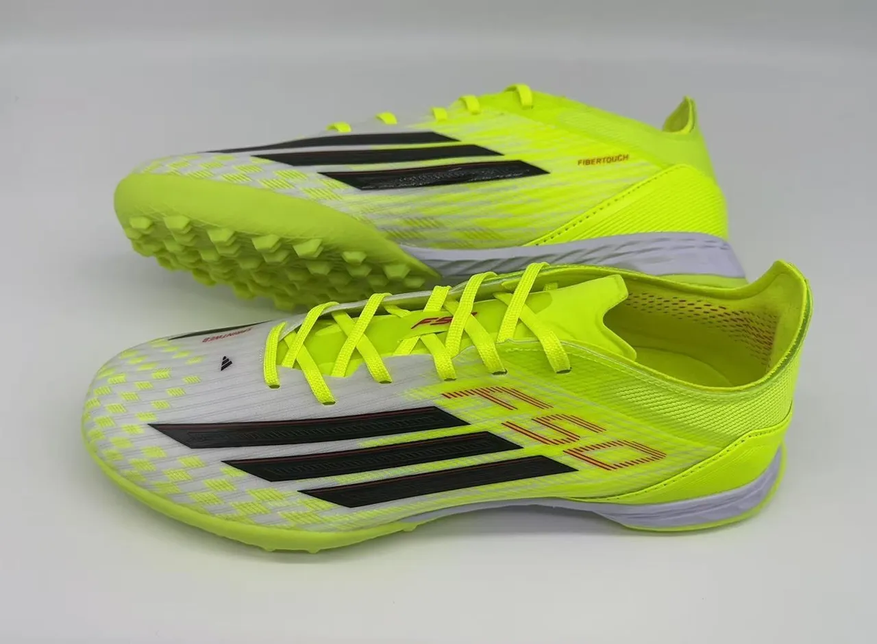 Adidas Jaune Noir Néon Haut Synthétique Tricoté Trois Rayures Marquage Terrain de Football Chaussures 9