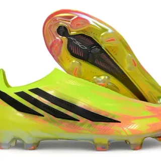 Adidas Yellow Multicolor Low-Cut Sock-Fit Upper Iridescent Gradient Overlay Firm-Ground Soccer Shoes