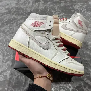 Air Jordan 1 米白红 高帮 皮革麂皮 篮球鞋