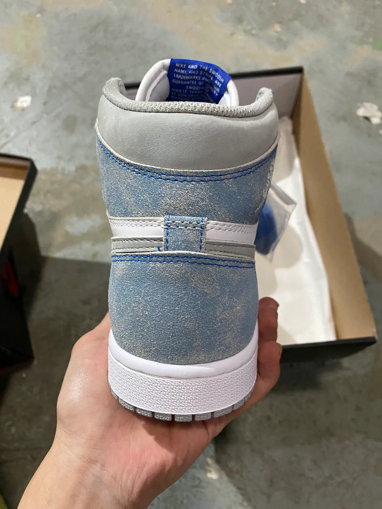 Air Jordan 1 Distressed Blue Suede High-Top Basketball Shoes 6