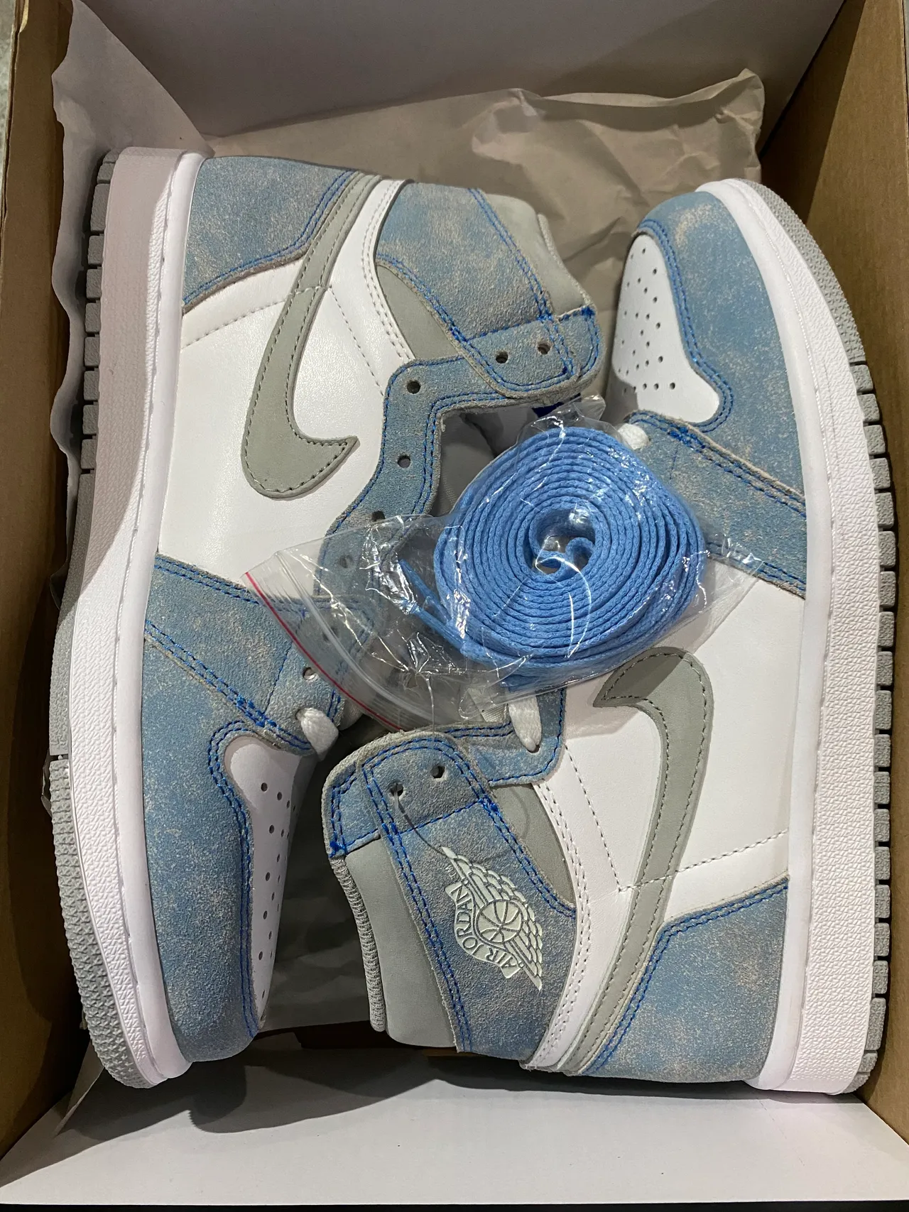 Air Jordan 1 Distressed Blue Suede High-Top Basketball Shoes 8