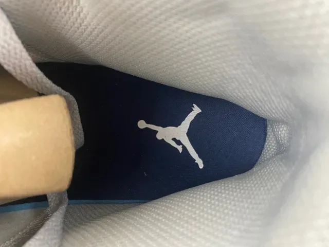 Air Jordan 1 Gray Navy High-Top Leather-Paneled Basketball Shoes 7