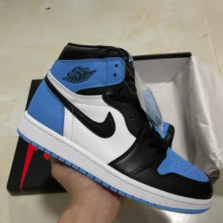 Air Jordan 1 High Negro Blanco University Blue Zapatos de Baloncesto