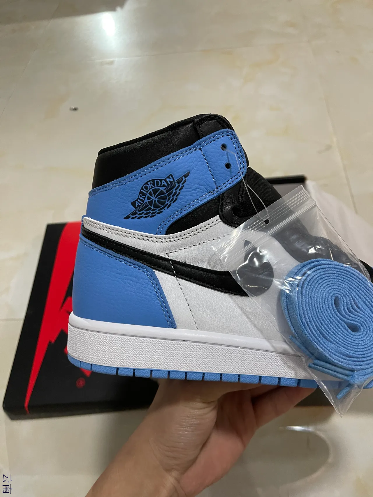 Air Jordan 1 High Black White University Blue Basketball Shoes 7
