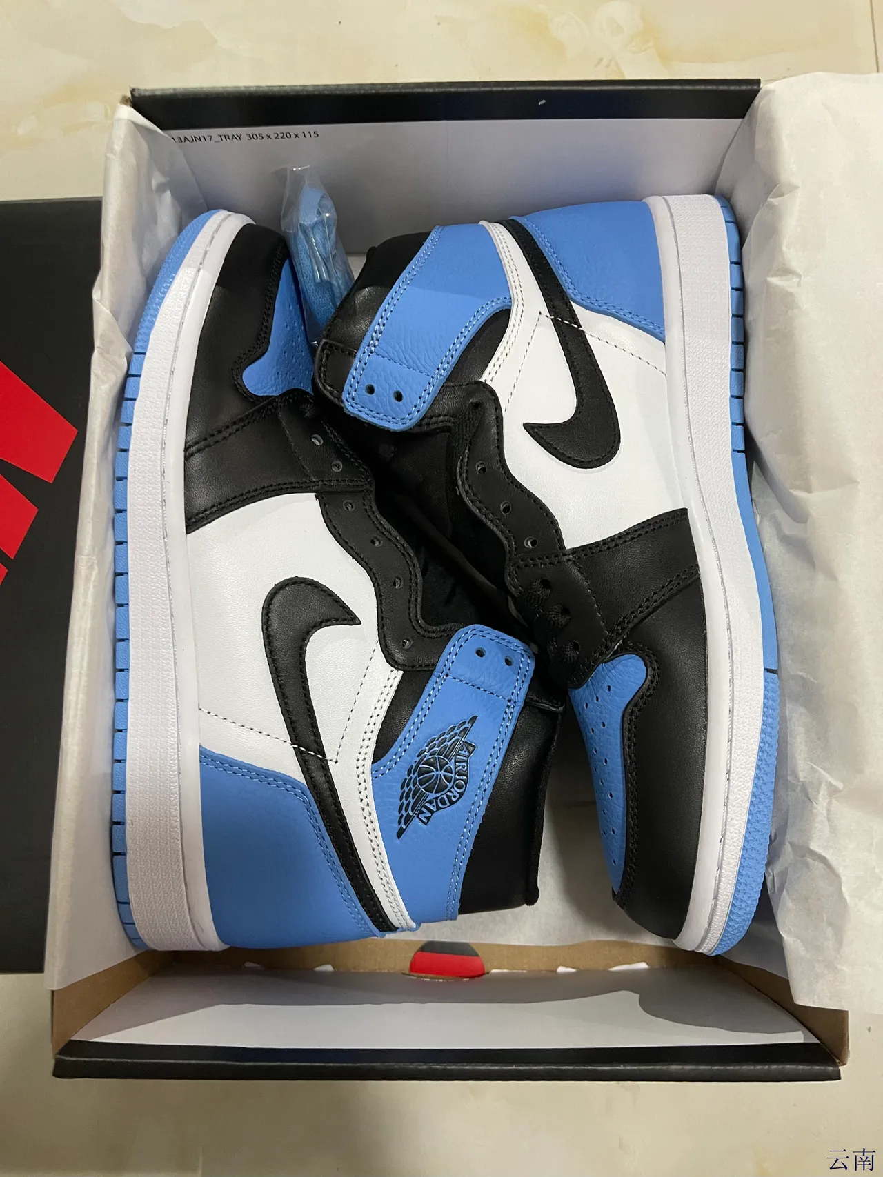 Air Jordan 1 High Black White University Blue Basketball Shoes 8