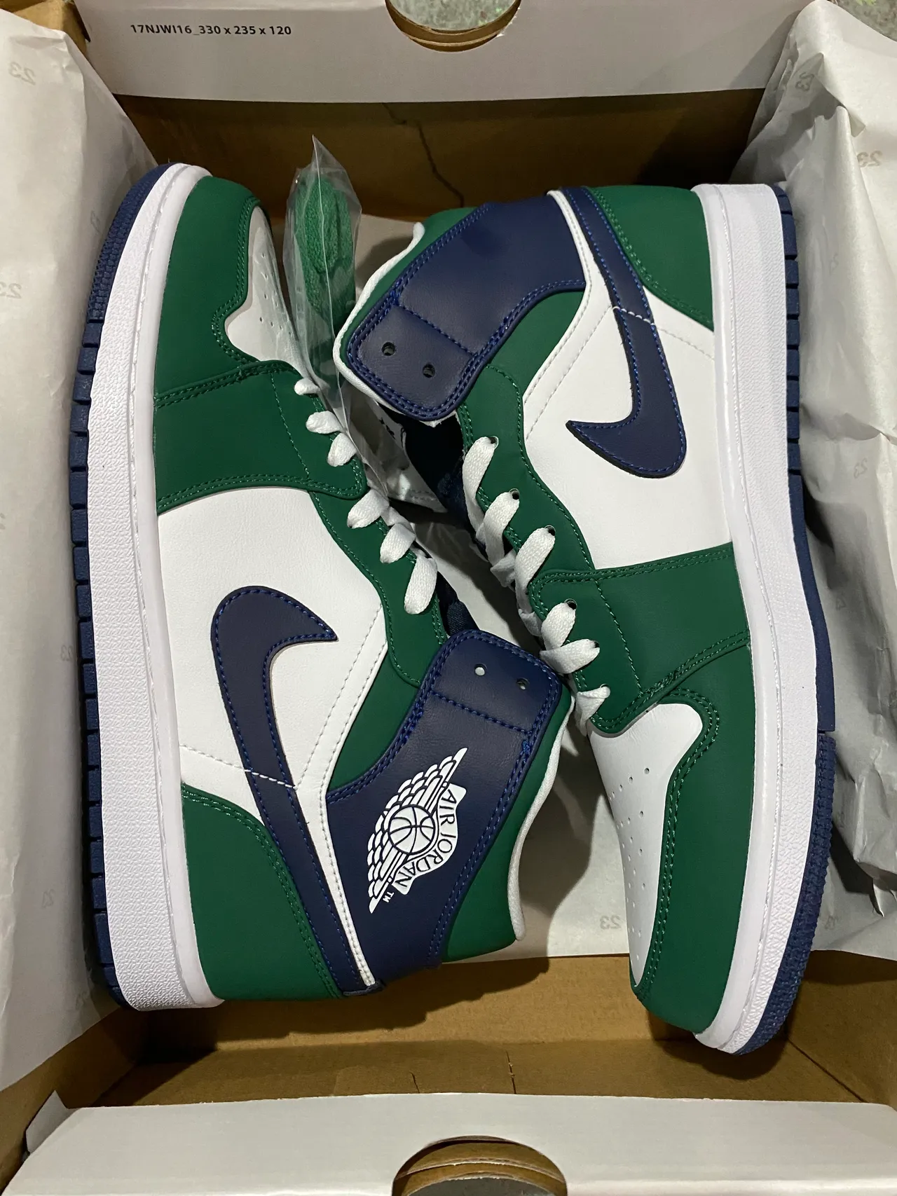 Air Jordan 1 High Forest Green Navy White Basketball Shoes 7