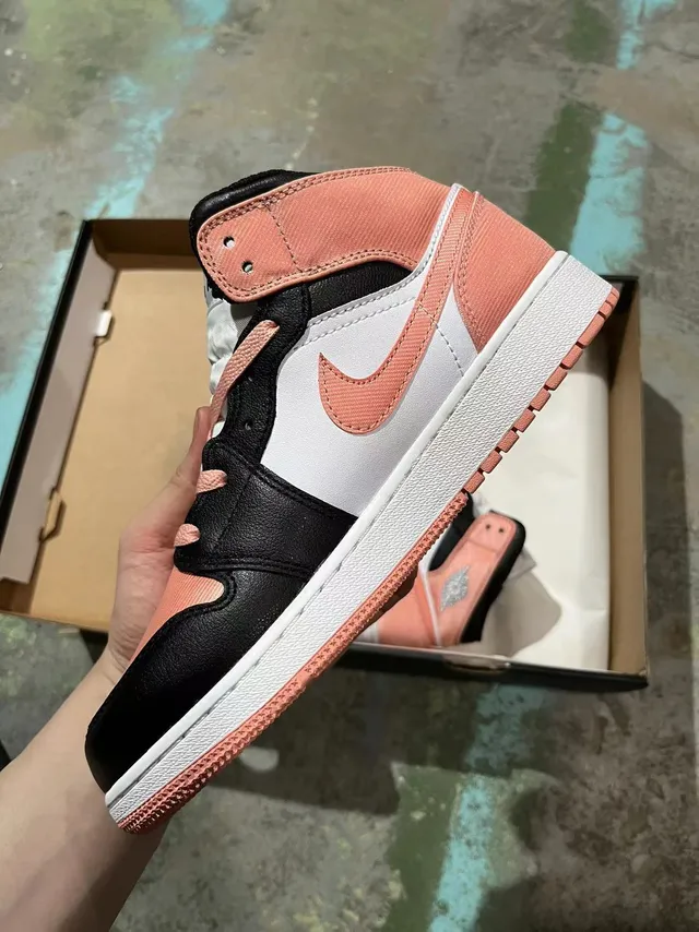 Air Jordan 1 High Peach Pink Black White Basketball Shoes 3