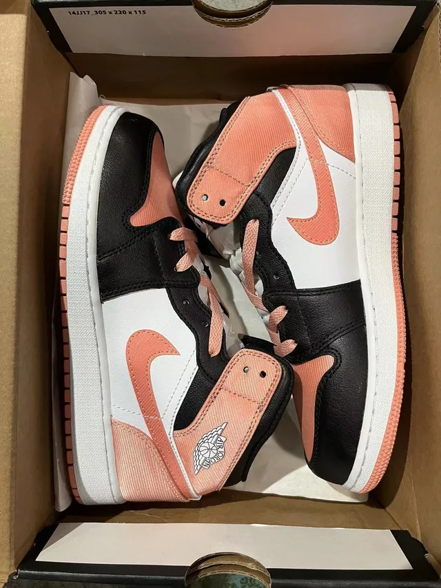 Air Jordan 1 High Peach Pink Black White Basketball Shoes 6