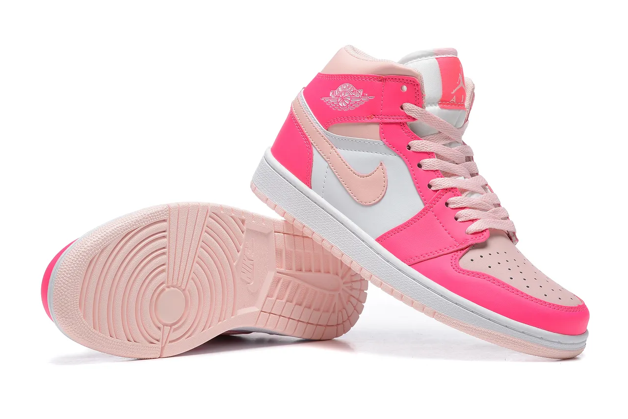 Air Jordan 1 High Zapatos de Baloncesto Rosa y Blanco 2