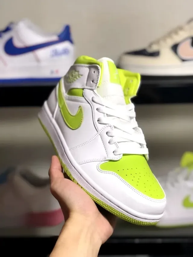 Air Jordan 1 High Branco Verde Lima Tênis de Basquete 5