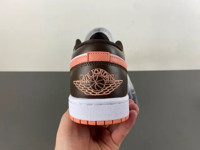 Air Jordan 1 Low Brown and Peach Leather Lifestyle Sneakers 4