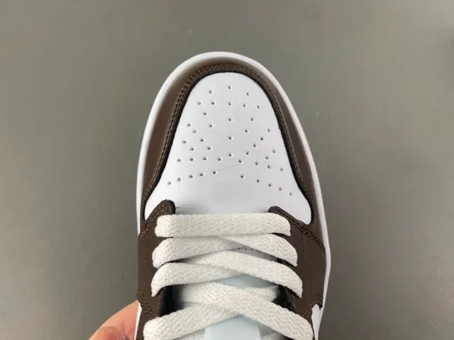 Air Jordan 1 Low Brown and Peach Leather Lifestyle Sneakers 5