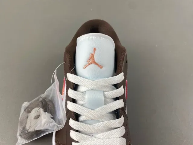 Air Jordan 1 Low Brown and Peach Leather Lifestyle Sneakers 6