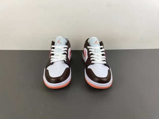 Air Jordan 1 Low Brown and Peach Leather Lifestyle Sneakers 11