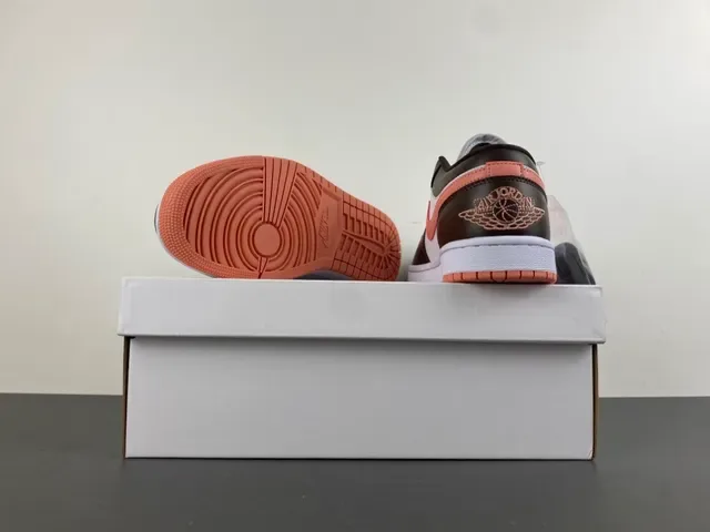 Air Jordan 1 Low Brown and Peach Leather Lifestyle Sneakers 16