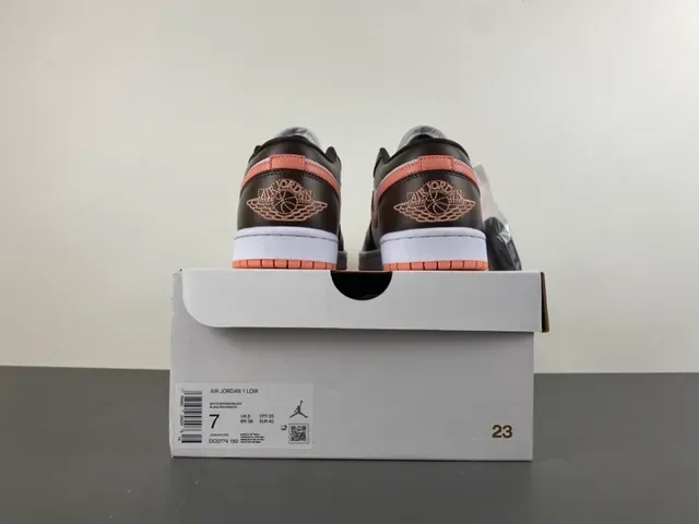 Air Jordan 1 Low Brown and Peach Leather Lifestyle Sneakers 17