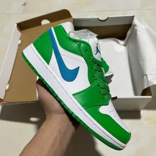 Air Jordan 1 Low Green White Blue Lifestyle Sneakers