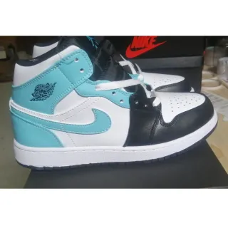 Air Jordan 1 Mid Aqua Black White Tênis de Basquete