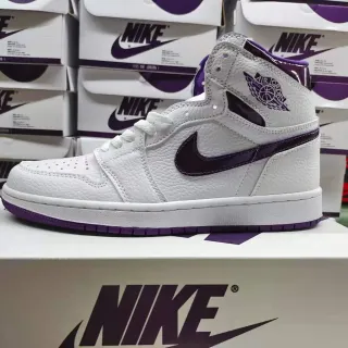 Air Jordan 1 White Purple Basketball Shoes