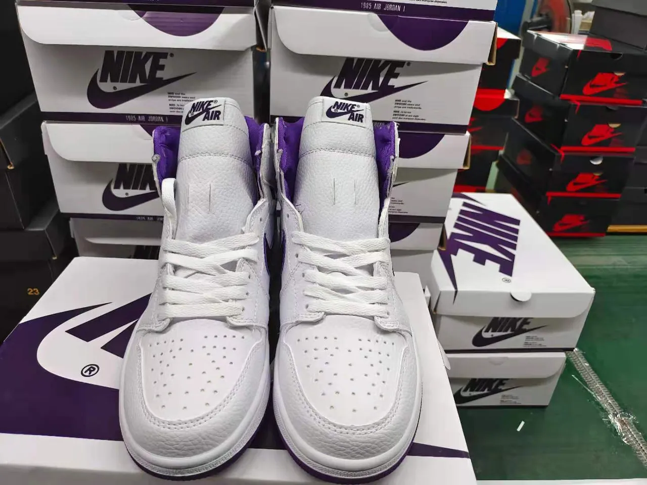 Air Jordan 1 White Purple Basketball Shoes 5