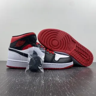 Air Jordan 1 White Red High-Top Perforated Toe Basketball Shoes