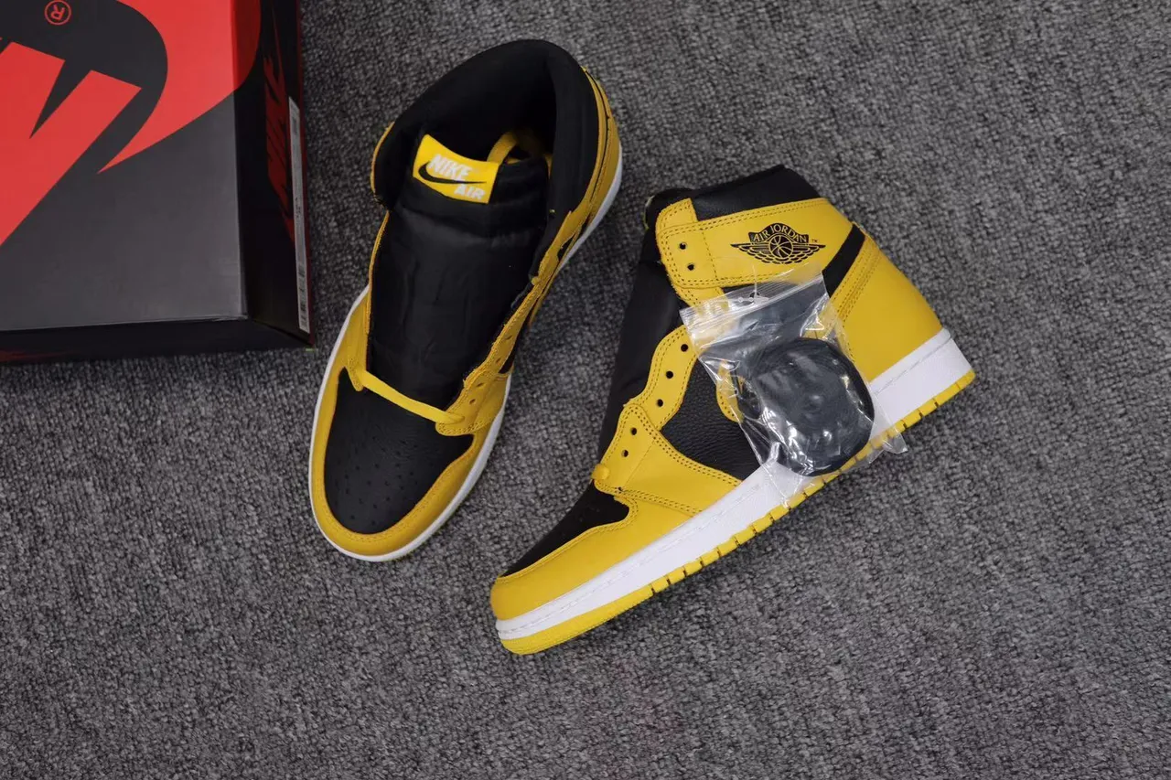 Air Jordan 1 Yellow and Black Basketball Shoes 11