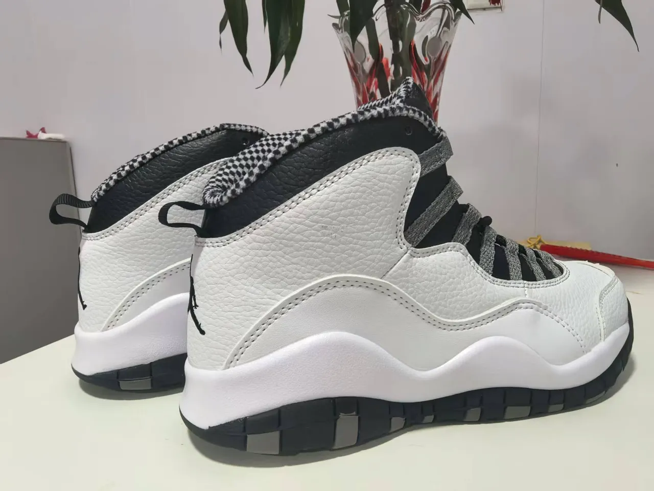 Air Jordan 10 White Black Gray Basketball Shoes 2