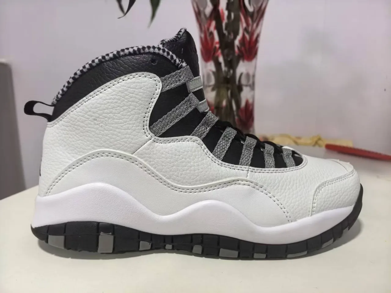 Air Jordan 10 White Black Gray Basketball Shoes 3