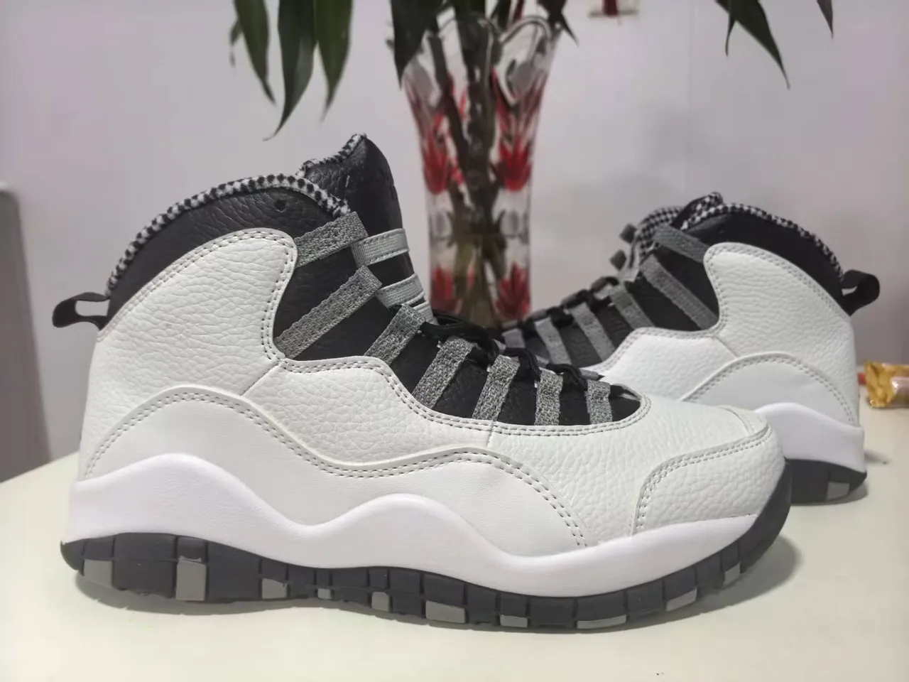 Air Jordan 10 White Black Gray Basketball Shoes 4