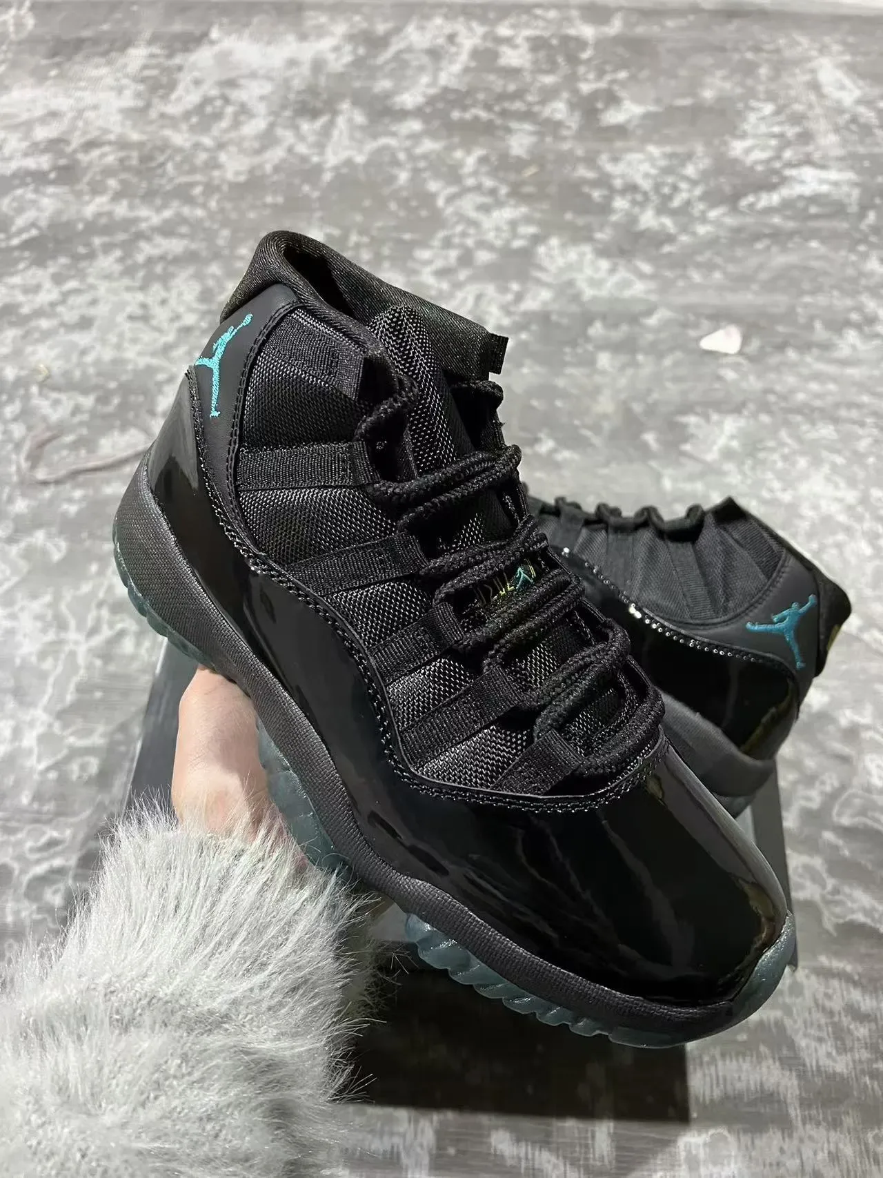 Air Jordan 11 Black Teal প্যাটেন্ট চামড়া বাস্কেটবল জুতো 2